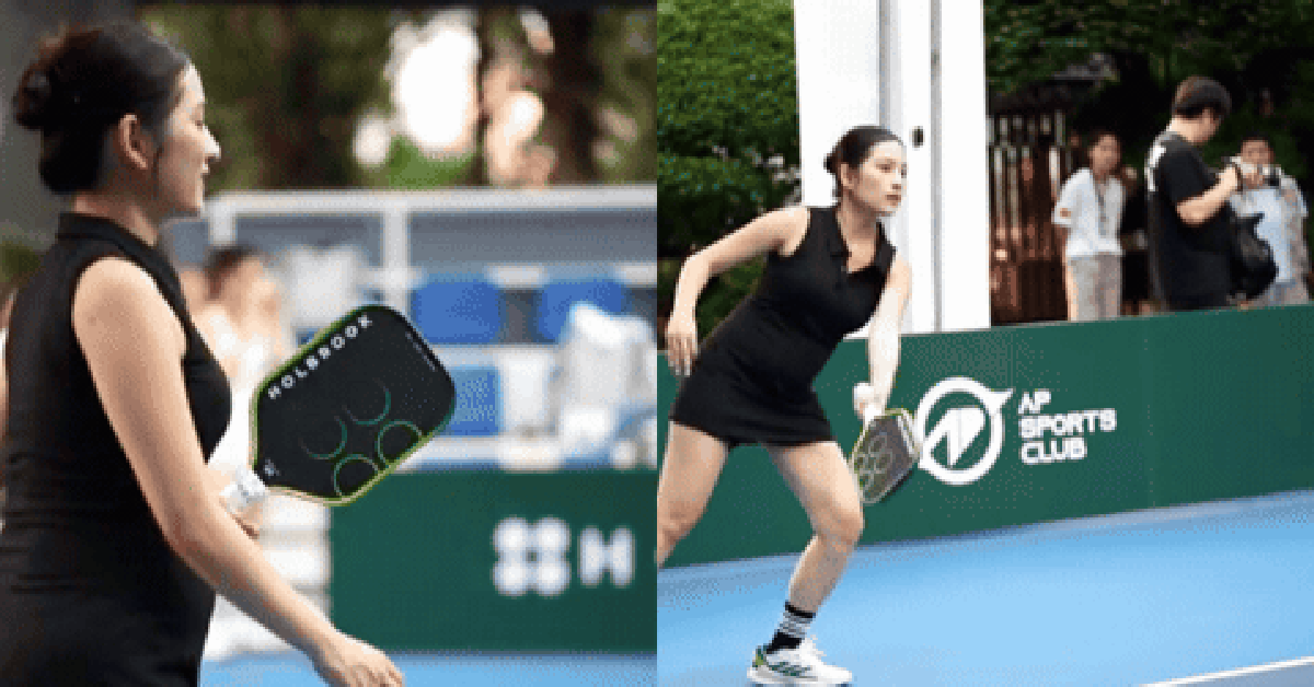 Nữ ca sĩ mang thai đôi hơn 4 tháng, vác bụng bầu vượt mặt đi đánh pickleball gây chú ý