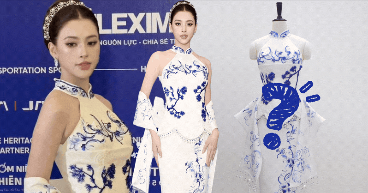 Hoa hậu Tiểu Vy hứng chỉ trích vì bộ váy hoạ tiết gốm xanh bị đánh giá "giống sườn xám Trung Quốc