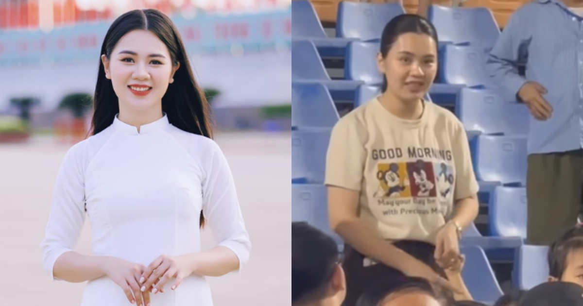 Lộ diện nhan sắc qua "cam thường" của Hoa khôi ĐH Vinh khi ra sân cổ vũ đội trưởng ĐT Việt Nam