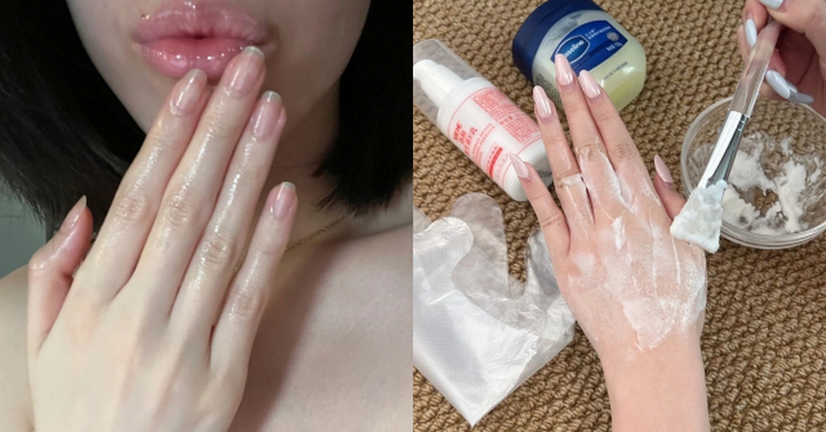 Cô gái trẻ duy trì đôi tay mềm mịn nhờ ủ tay với Vaseline và Vitamin E theo tỉ lệ 1:1