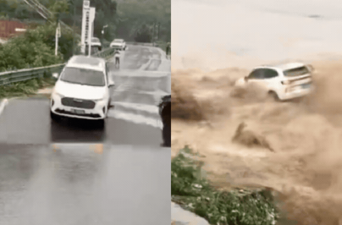 Cầu sập ở Quảng Nam, ô tô bị lũ cuốn trôi