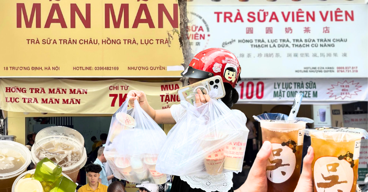 Trà sữa 7.000 đồng “đổ bộ” Hà Nội, trời nóng 40 độ khách vẫn xếp hàng mua