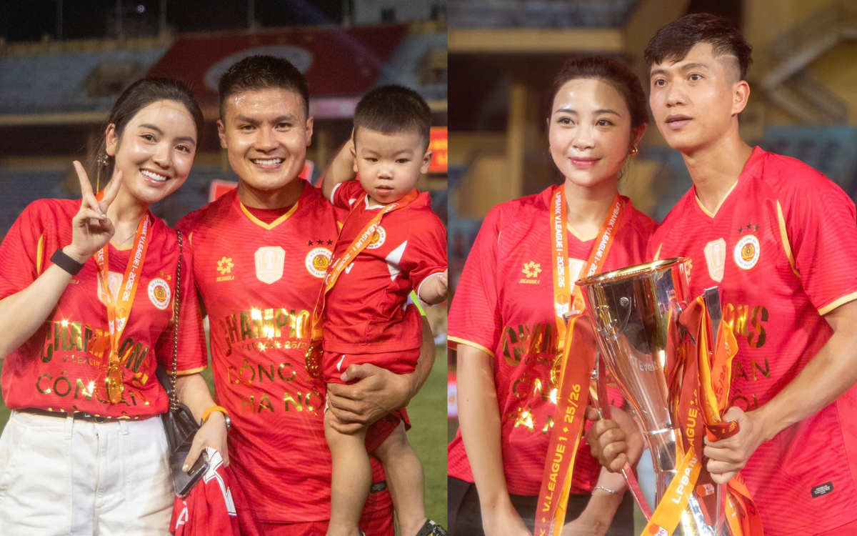 Quang Hải, vợ Văn Hậu và dàn WAGs chia vui cùng CAHN vô địch V-League