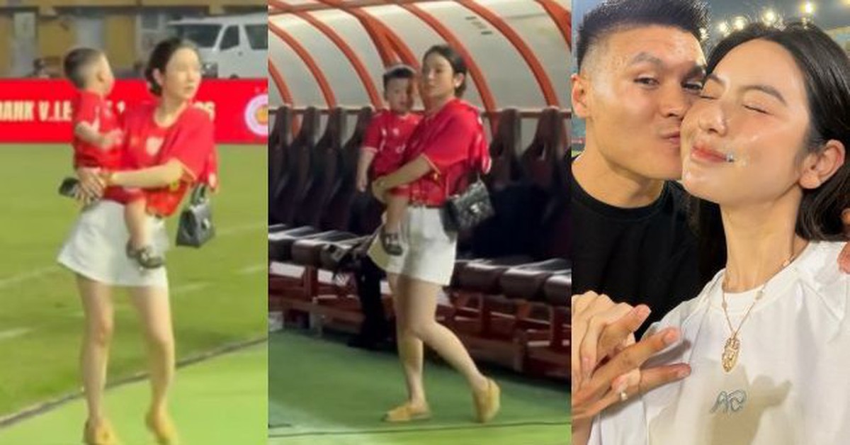 Cam thường" bóc nhan sắc Chu Thanh Huyền: Bế con đến "vẹo sườn" vẫn xinh đẹp cùng Quang Hải ăn mừng chức vô địch