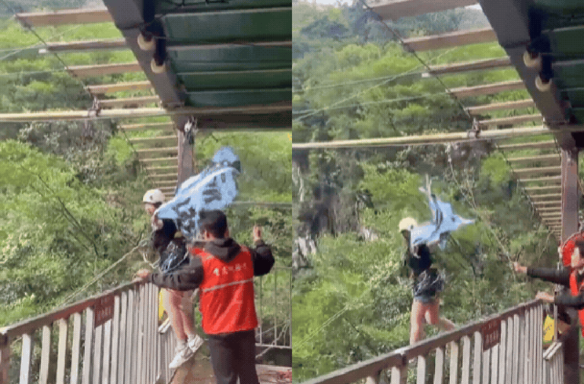 Clip: Cô gái rơi thẳng xuống vách núi do đứt dây cáp khi chơi trò mạo hiểm, trước đó liên tục nói “chưa buộc chặt