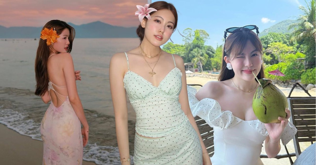 Tăng Mỹ Hàn đi biển: Ít diện bikini, chuộng váy áo ngọt ngào, xinh lịm tim