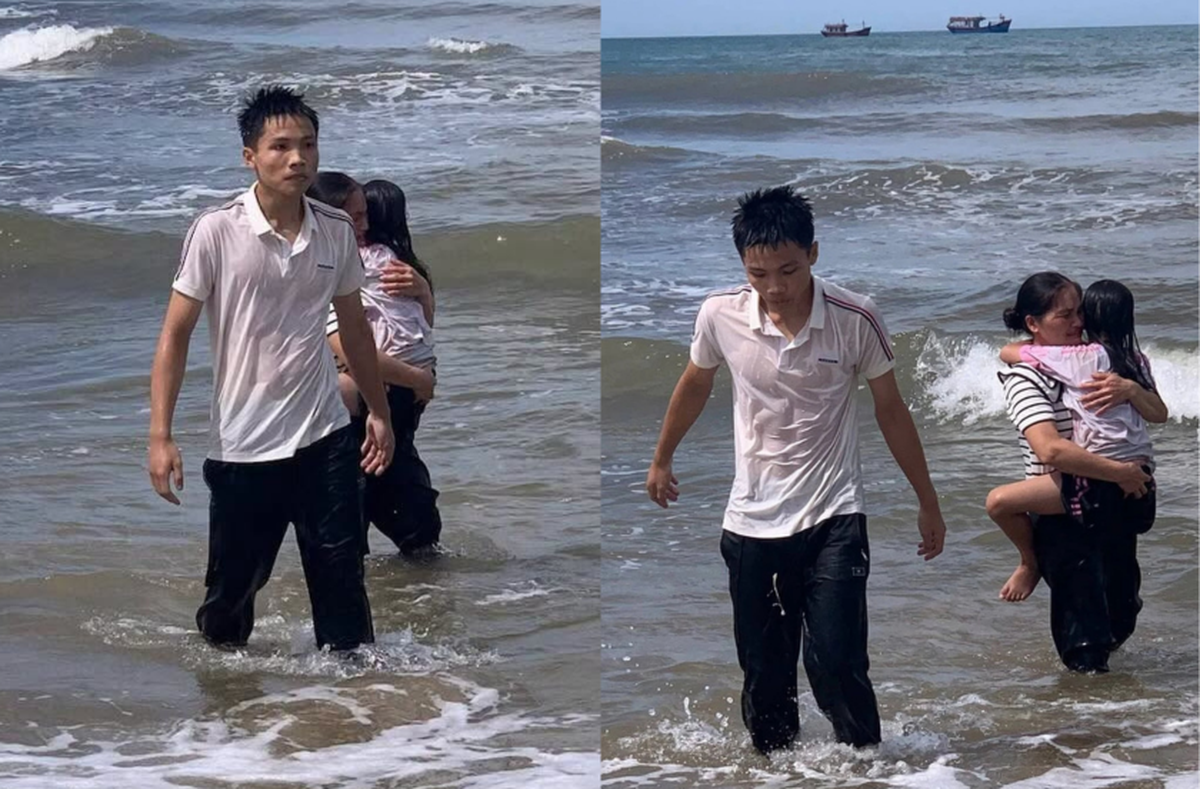 Nam sinh lớp 12 bơi ra xa gần 100m cứu bé gái bị sóng cuốn