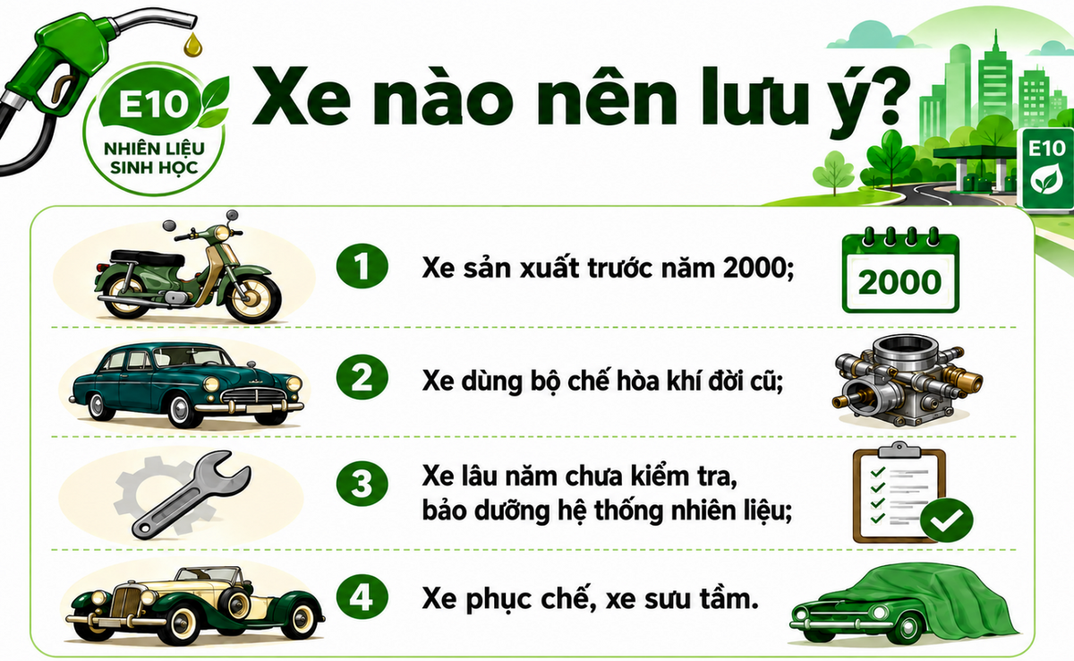 Loại xe nào cần lưu ý khi dùng xăng E10?