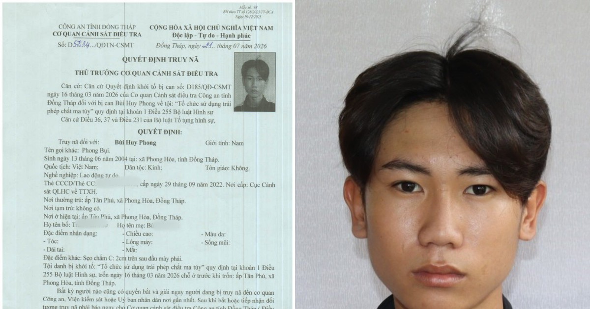 Quyết định truy nã Bùi Huy Phong - Phong Bụi SN 2004