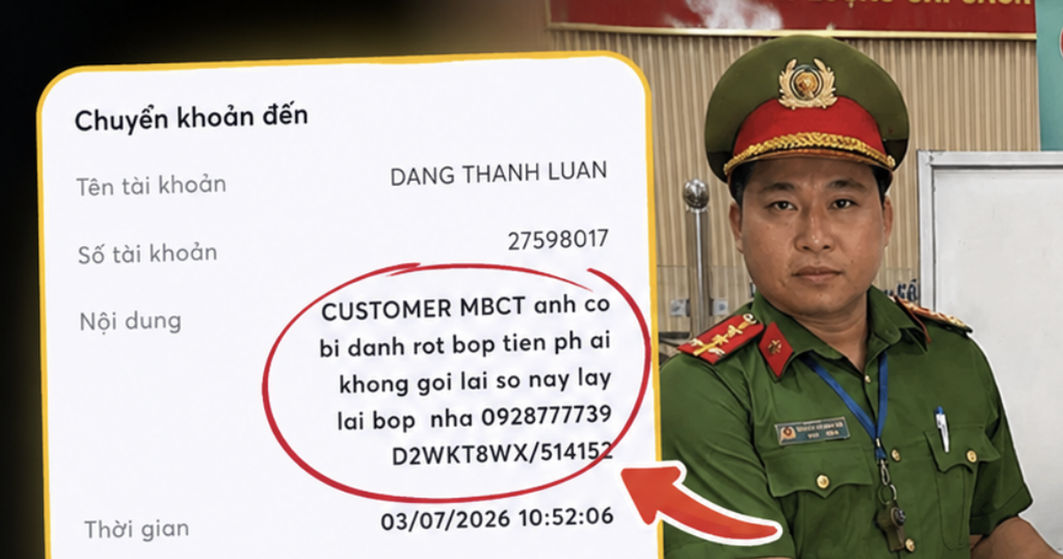 Nhặt được ví và thẻ ngân hàng, Đại úy Công an ở TP.HCM dùng giao dịch 1.000 đồng để gửi "tin nhắn" cho người đánh rơi