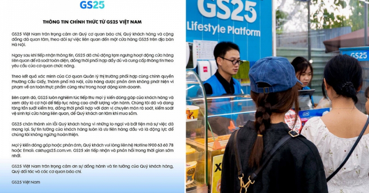GS25 thông báo kết quả xác minh của cơ quan chức năng sau phản ánh về vệ sinh tại cửa hàng ở Hà Nội