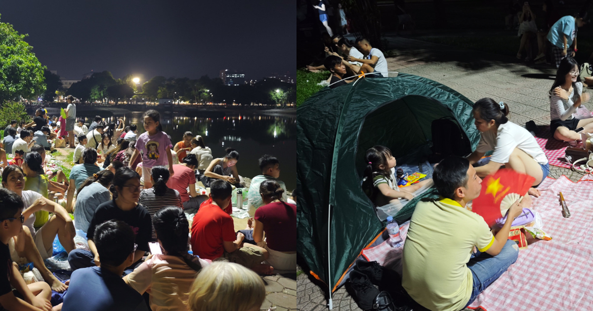 Pháo hoa chưa bắn, Công viên Thống Nhất đã đông nghịt: Người dân dựng lều, trải thảm ngồi chờ