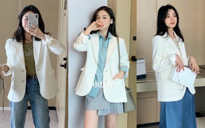 Tranh thủ ở nhà dọn tủ quần áo, cô nàng này trổ tài kết hợp blazer trắng theo 12 cách cực kỳ thú vị