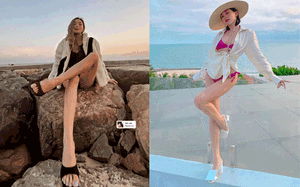 Tóc Tiên, Châu Bùi cùng diện đồ bơi với guốc mũi vuông quá hot, chị em sắm liền một đôi thôi nào