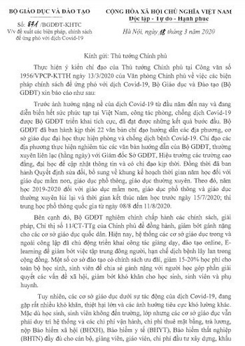 Bộ GD&ĐT kiến nghị Thủ tướng 6 giải pháp cấp bách gỡ khó cho trường học trong dịch - Ảnh 1.