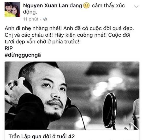 Sao Việt đồng loạt chia sẻ niềm tiếc thương với sự ra đi của Trần Lập - Ảnh 4.