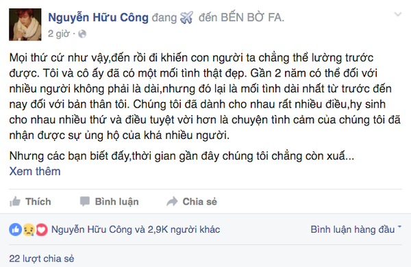 Hữu Công xác nhận đã chia tay Linh Miu sau 2 năm yêu nhau - Ảnh 1.