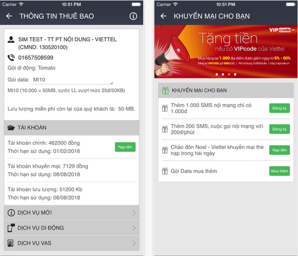 Kiểm tra tài khoản, xem khuyến mại nạp tiền với ứng dụng chính chủ từ nhà mạng - Ảnh 2.