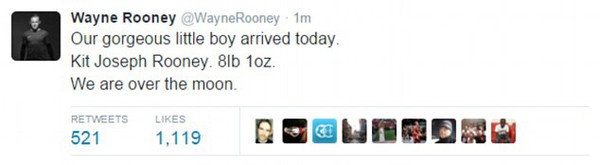 Rooney lần đầu khoe ảnh con trai mới chào đời - Ảnh 1.