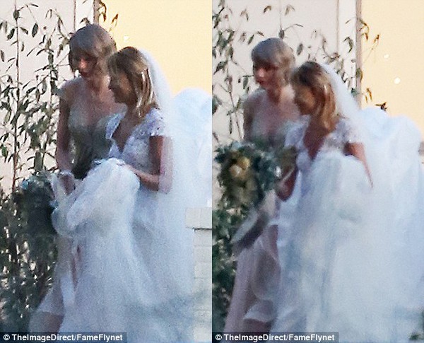 Taylor Swift xinh đẹp lộng lẫy khi l&agrave;m ph&ugrave; d&acirc;u trong đ&aacute;m cưới bạn th&acirc;n - Ảnh 5.