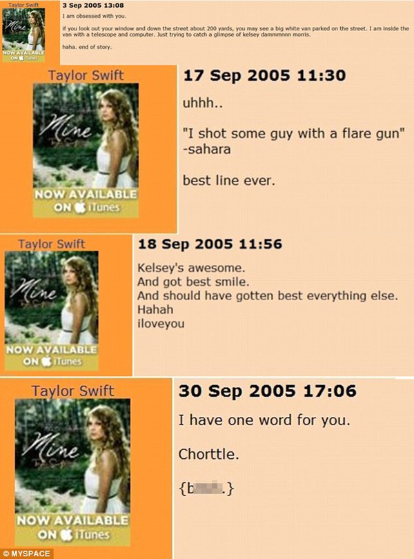 Taylor Swift lộ loạt b&igrave;nh luận văng tục thời trẻ tr&acirc;u tr&ecirc;n MySpace - Ảnh 5.