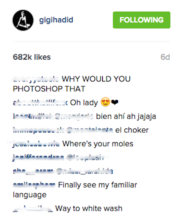 Fan bức x&uacute;c khi Vogue Trung Quốc x&oacute;a hết nốt ruồi của Gigi Hadid - Ảnh 5.
