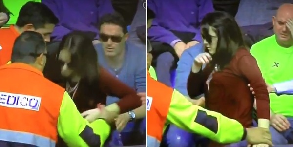 Fan nữ lảo đảo v&igrave; bị Messi s&uacute;t b&oacute;ng tr&uacute;ng mặt - Ảnh 2.