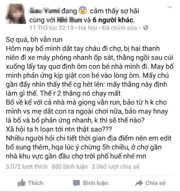 Thực hư chuyện bé gái đi cùng ông bị bắt cóc hụt ở Hà Nội - Ảnh 1.