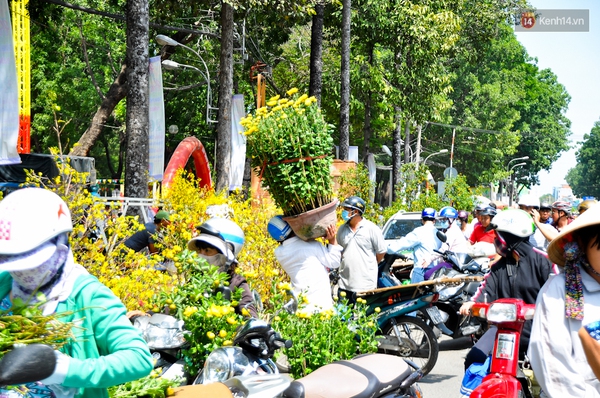 Chiều 29 Tết, người Sài Gòn chen nhau đi mua hoa đại hạ giá tràn ngập vỉa hè - Ảnh 1.