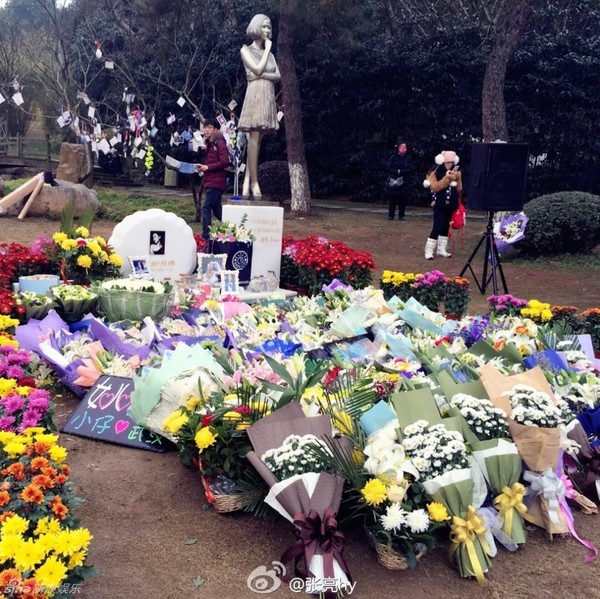 Fan trải đầy hoa trên mộ Diêu Bối Na một năm sau ngày cô mất vì ung thư - Ảnh 1.