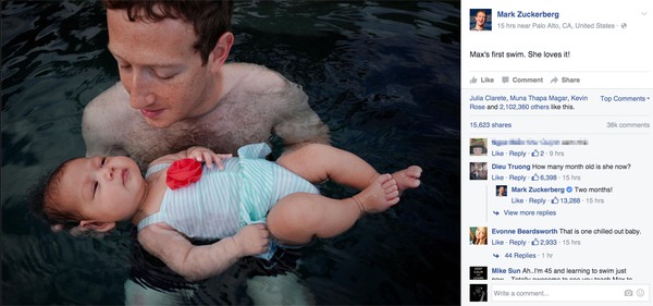 Mark Zuckerberg lại tiếp tục gây bão khi khoe ảnh con gái tập bơi - Ảnh 2.