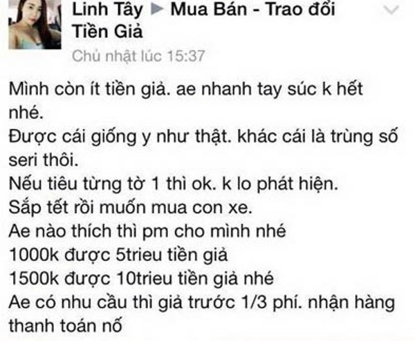 Xuất hiện chiêu trò lừa đảo bằng cách đổi tiền giả trên facebook - Ảnh 2.