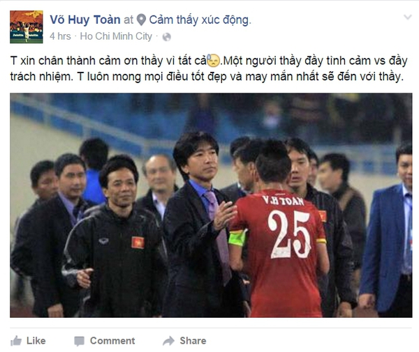 C&aacute;c tuyển thủ Việt Nam x&uacute;c động gửi lời chia tay v&agrave; cảm ơn HLV Miura - Ảnh 6.