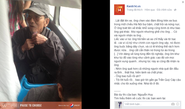 Dân mạng xúc động trước hình ảnh nghệ sĩ già Trần Hạnh chen vào đám đông trên xe bus - Ảnh 1.