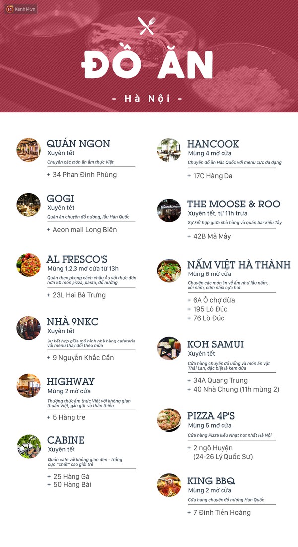 Lịch đ&oacute;ng - mở h&agrave;ng ng&agrave;y Tết của loạt qu&aacute;n x&aacute; hot ở hai đầu cầu H&agrave; Nội - S&agrave;i G&ograve;n - Ảnh 2.