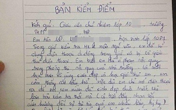 Có những điểm gì cần lưu ý khi viết bản kiểm điểm về việc sử dụng điện thoại trong giờ học?