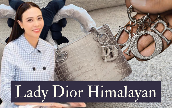 Lệ Quyên xách túi hiệu Lady Dior da cá sấu Himalaya đi sự kiện