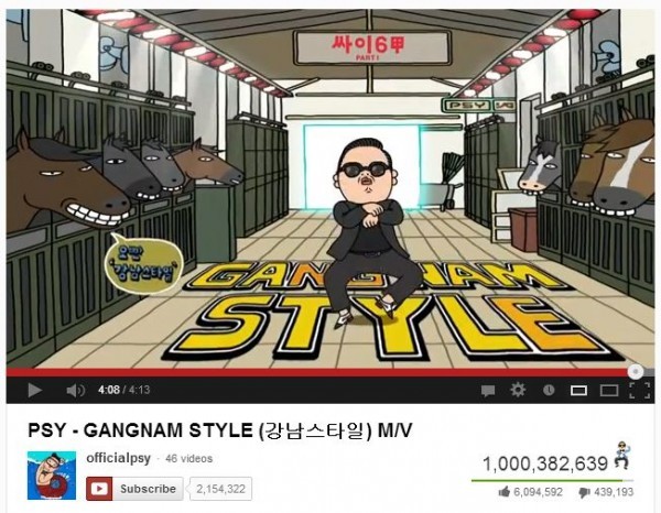 "Gangnam Style" chạm mốc 1 tỷ lượt xem trên YouTube 1