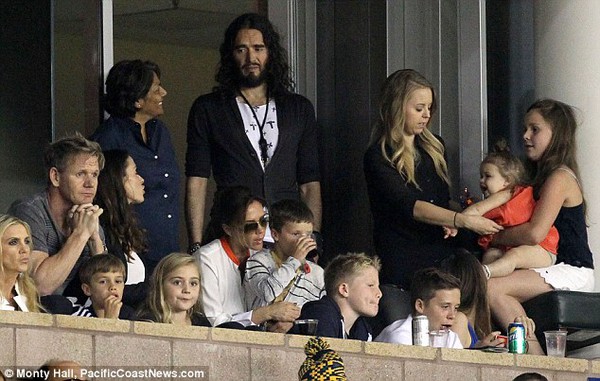 Harper Beckham cheers David at LA Galaxy match Gordon Ramsay Russell Brand join family stands 16-32429