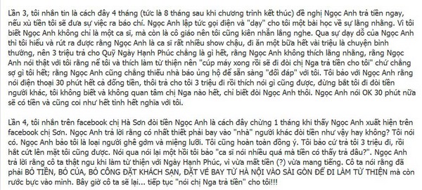 Ca sĩ Ngọc Anh bị tố quỵt tiền từ thiện 2