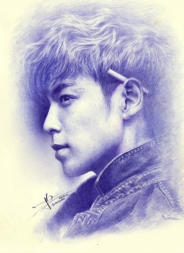 Ballpoint pen drawing  Vẽ chân dung bút bi  DP Truong  YouTube