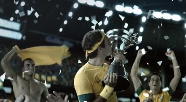 Roger Federer hóa thân thành ngôi sao bóng đá Brazil 2
