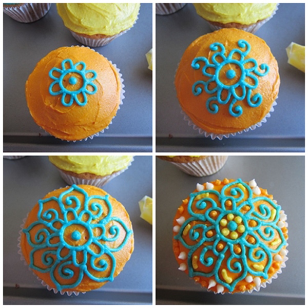 Cách trang trí cupcake theo phong cách henna 1