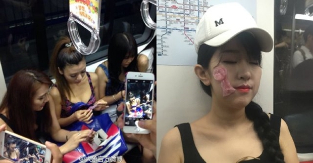 Các cô gái xinh đẹp hồn nhiên đắp bao cao su ngay giữa tàu điện ngầm - Ảnh 2.