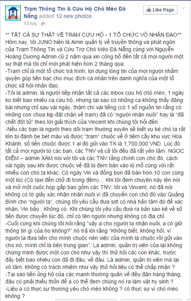 Trạm cứu hộ chó mèo ở Đà Nẵng bị tố cáo bán thú cưng vào lò mổ để lấy tiền - Ảnh 1.