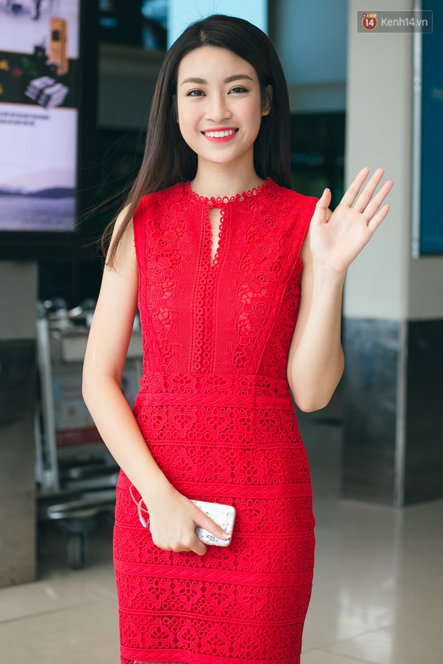 Hoa hậu Đỗ Mỹ Linh xinh đẹp rạng ngời tại sân bay về Hà Nội sáng nay! - Ảnh 14.