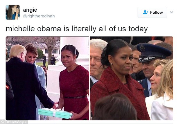 Những biểu cảm của cựu Đệ nhất phu nhân Michelle Obama khi nhận quà từ bà Melania Trump gây xôn xao mạng xã hội - Ảnh 6.