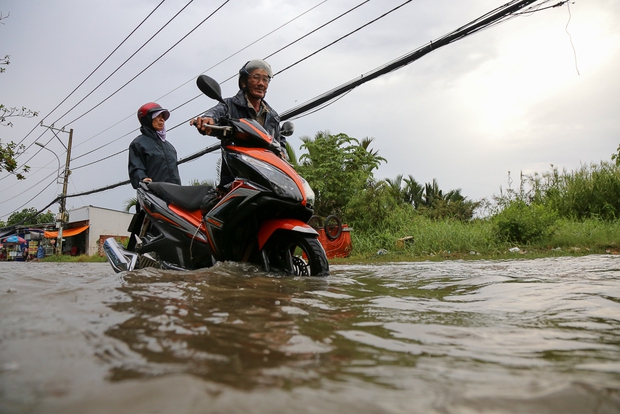 Gần 3km đường biến thành sông vì triều cường, ô tô “quật” trẻ em té ngã giữa dòng nước ở Sài Gòn - Ảnh 8.