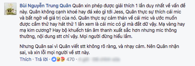 Sau Rocker Nguyễn, đến lượt Trung Quân Idol lên tiếng xin lỗi vì bị fan cho rằng cạnh khoé mic 1 tỷ 3 của Jessica - Ảnh 4.