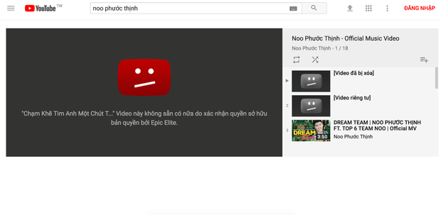 MV hàng chục triệu view của Noo Phước Thịnh bất ngờ biến mất khỏi Youtube - Ảnh 1.